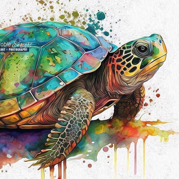 20x30 Painted Turtle Watercolor Oil Painting Wildlife Photography Print - Picture 3 of 5